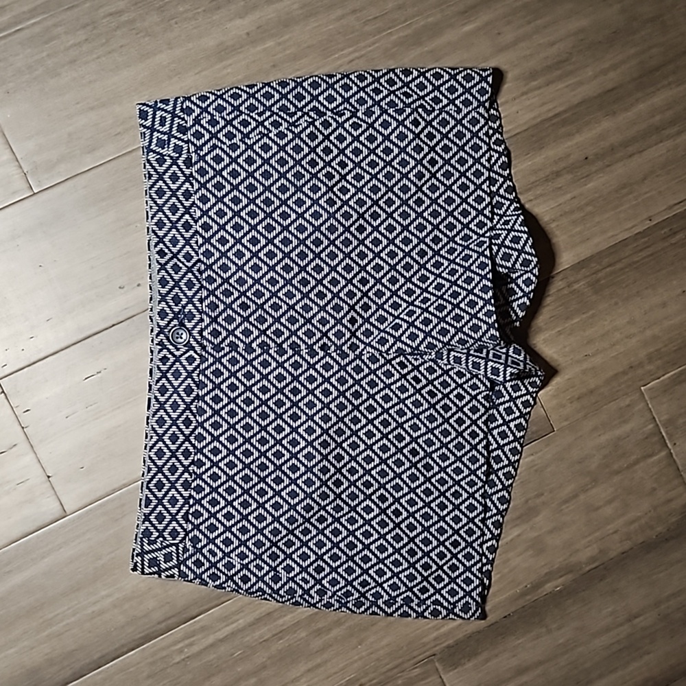 Banana Republic Hampton Fit Shorts Womens 4 Navy Blue Geo Print Chino Pockets
